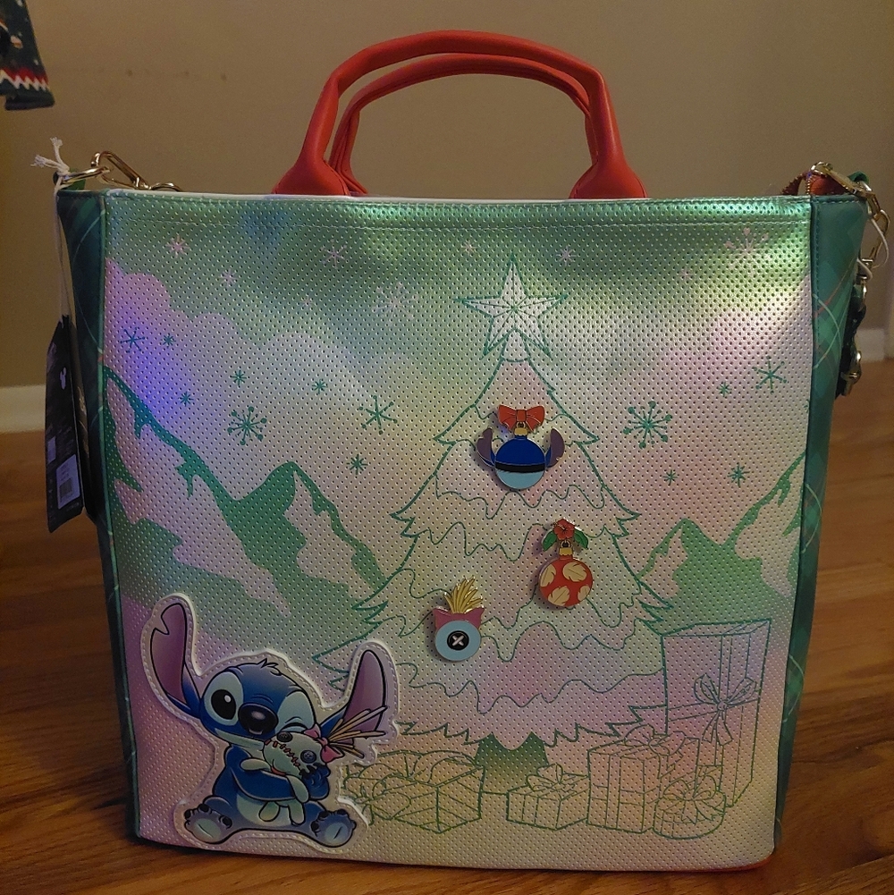 Holiday Stitch Tote Bag Loungefly
